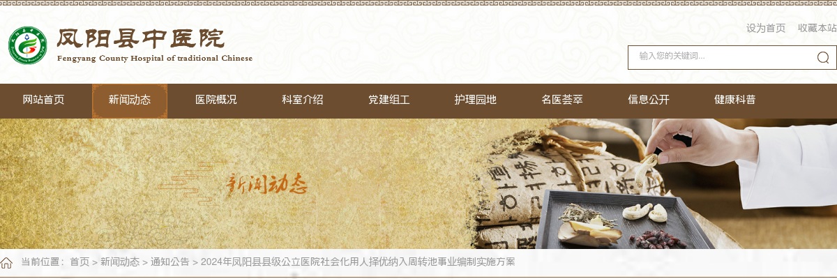 2024年滁州市凤阳县县级公立医院择优纳入周转池事业编60人公告 图片