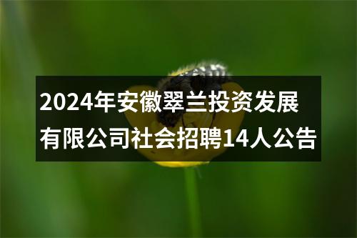 2024年安徽翠兰投资发展有限公司社会招聘14人公告 图片